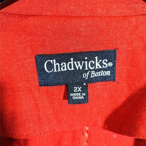 Chadwicks of Boston Linen Blend Burnt Orange Moto Jacket Shacket Plus Size 2X - Picture 6 of 7